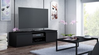 Szafka RTV Malwa Do Salonu 140 cm Pod Telewizor Czarna Stylowa Telewizyjna