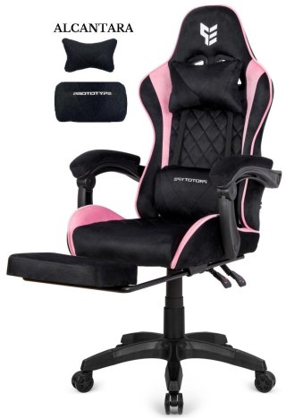 Fotel obrotowy gamingowy XL POKER PRO PINK ALCANTARA