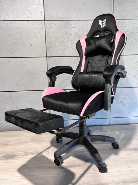 Fotel obrotowy gamingowy XL POKER PRO PINK ALCANTARA