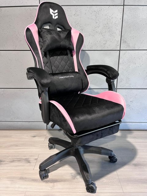 Fotel obrotowy gamingowy XL POKER PRO PINK ALCANTARA