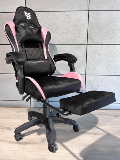 Fotel obrotowy gamingowy XL POKER PRO PINK ALCANTARA
