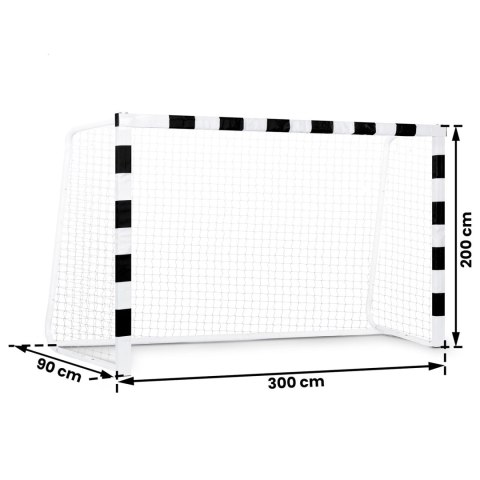 Bramka do piłki nożnej 300 x 200 x 90 cm NS-465 czarno-biała