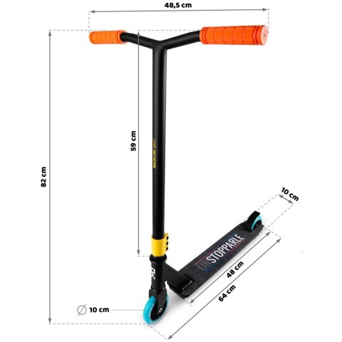 Hulajnoga Wyczynowa Do Trików SOKE GO! ABEC-9 100mm STUNT Pomarańczowa