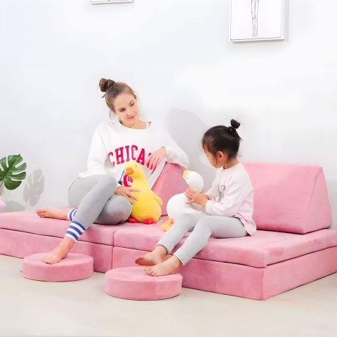 FOTEL MODUŁOWY DLA DZIECI DIY 8 MIĘKKICH PODUCH SKŁADANY - ROŻOWY ECOTOYS