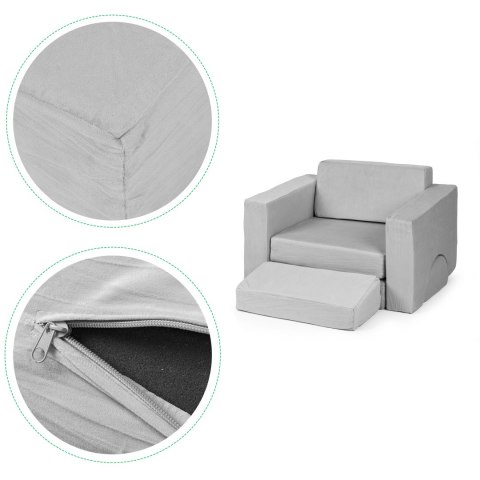 FOTEL MODUŁOWY DLA DZIECI DIY 8 MIĘKKICH PODUCH SKŁADANY - SZARY ECOTOYS