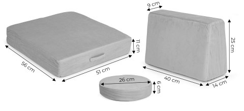 SOFA MODUŁOWA DUŻA SKŁADANA DLA DZIECI DIY 8 MIĘKKICH PODUCH - SZARA ECOTOYS