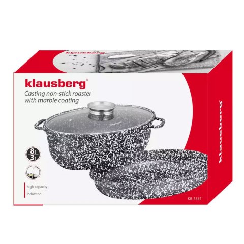 Brytfanna Marmurowa KLAUSBERG 8.0L 38cm 3 Elementy KB-7367