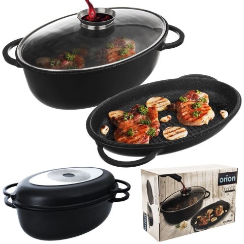 Brytfanna gęsiarka z pokrywką do piekarnika granitowa 3w1 GRANDE 10L 43x28cm ORION 127027