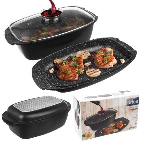 Brytfanna gęsiarka z pokrywką do piekarnika granitowa 3w1 GRANDE 5L 39x22cm ORION 127025