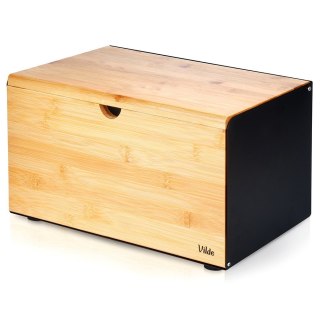 Chlebak drewniany metalowy czarny podwójna pokrywa 35.5x22x20.5cm VILDE 259620