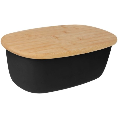 CHLEBAK STALOWY MAŁY Z DESKĄ DO KROJENIA PIECZYWA OWALNY CZARNY BRUNBESTE BB-2768