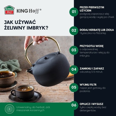 CZAJNICZEK ŻELIWNY ZAPARZACZ DO HERBATY KAWY 1.0L KINGHOFF KH-1931