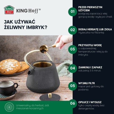 CZAJNICZEK ŻELIWNY ZAPARZACZ DO HERBATY KAWY 1.0L KINGHOFF KH-1932