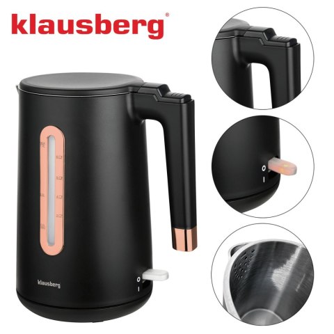 CZAJNIK ELEKTRYCZNY BEZPRZEWODOWY 1.7L CZARNY KLAUSBERG KB-7889