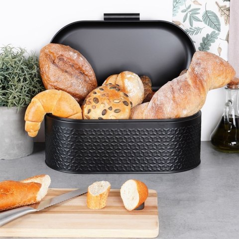 Chlebak stalowy pojemnik na pieczywo chleb bułki czarny 34x20x15cm VILDE 259626