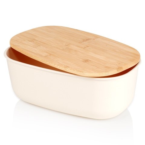 Chlebak z deską do krojenia bambusową kremowy 39x23.5x15.5cm VILDE 259178