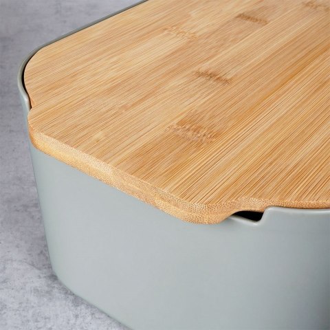 Chlebak z deską do krojenia bambusową szary 33x18.5x12cm VILDE 259302