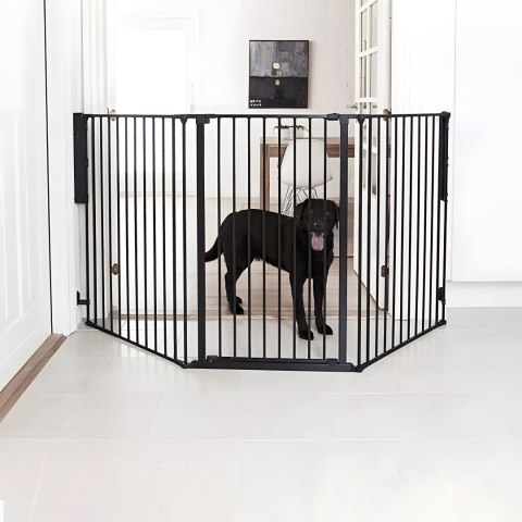 BRAMKA KOJEC BARIERKA OCHRONNA DLA DZIECI I ZWIERZĄT 5 PANELI 60 CM METAL CZARNY ECOTOYS