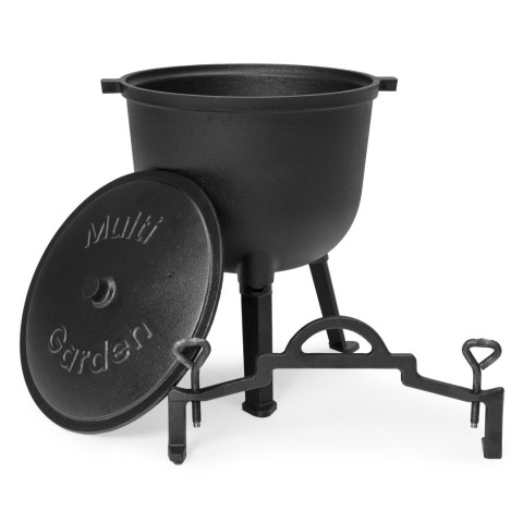 KOCIOŁEK ŻELIWNY STOJĄCY 10L GARNEK MYŚLIWSKI OGNISKO GRILL MULTIGARDEN