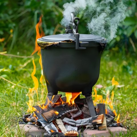 Kociołek Żeliwny Stojący 15L Garnek Myśliwski Ognisko Grill MULTIGARDEN