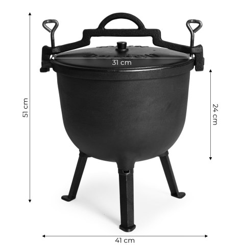 Kociołek Żeliwny Stojący 15L Garnek Myśliwski Ognisko Grill MULTIGARDEN