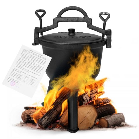 KOCIOŁEK ŻELIWNY STOJĄCY 5L GARNEK MYŚLIWSKI OGNISKO GRILL MULTIGARDEN