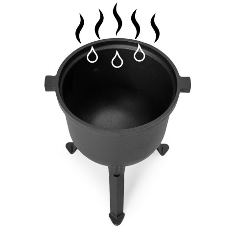 KOCIOŁEK ŻELIWNY STOJĄCY 8L GARNEK MYŚLIWSKI OGNISKO GRILL MULTIGARDEN