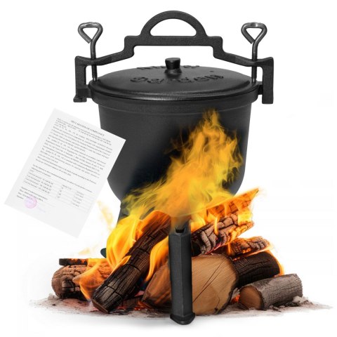 KOCIOŁEK ŻELIWNY STOJĄCY 8L GARNEK MYŚLIWSKI OGNISKO GRILL MULTIGARDEN