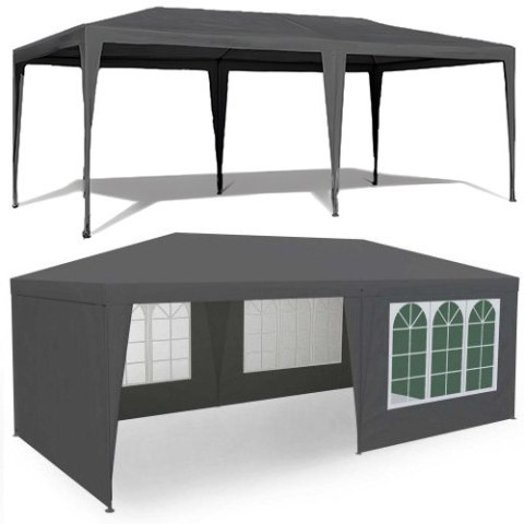 NAMIOT PAWILON OGRODOWY HANDLOWY 3X6 M 6 ŚCIANEK SZARY MULTIGARDEN