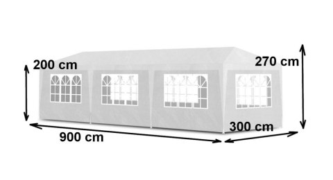 NAMIOT PAWILON OGRODOWY HANDLOWY 3X9 M 8 ŚCIANEK BIAŁY MULTIGARDEN
