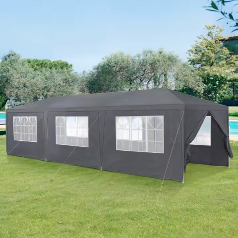 NAMIOT PAWILON OGRODOWY HANDLOWY 3X9 M 8 ŚCIANEK SZARY MULTIGARDEN