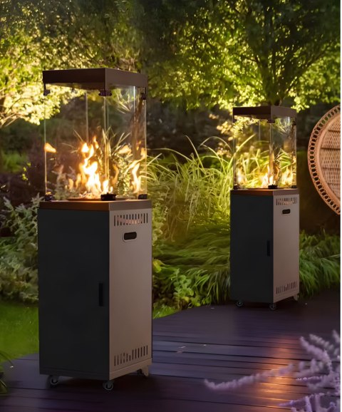 Ogrzewacz Gazowy Promiennik Grzejnik 13 kw Szklany Na Ogród Patio Reduktor Kamienie Wulkaniczne Pokrowiec MULTIGARDEN