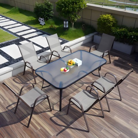 STÓŁ OGRODOWY SZKLANY 120X70 CM NA TARAS OGRÓD SZKŁO HARTOWANE OTWÓR NA PARASOL MULTIGARDEN