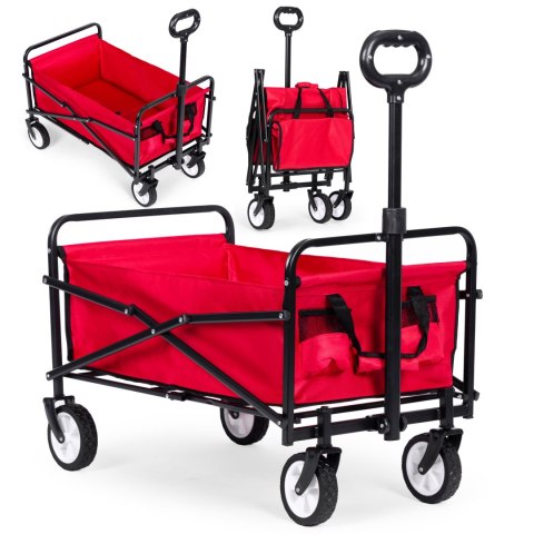 WÓZEK PLAŻOWY TRANSPORTOWY OGRODOWY SKŁADANY CZERWONY 48X90 CM MULTIGARDEN