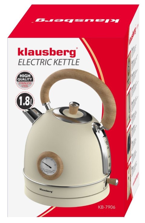 CZAJNIK ELEKTRYCZNY Z TERMOMETREM STAL NIERDZEWNA 1.8L 2200W KLAUSBERG KB-7905 BEŻOWY