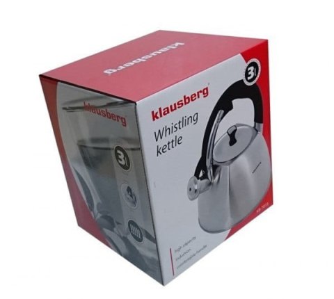 Czajnik Stalowy Z Gwizdkiem Satynowy Szary INOX KLAUSBERG 3.0L KB-7015