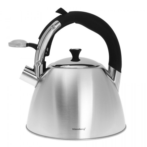 Czajnik Stalowy Z Gwizdkiem Satynowy Szary INOX KLAUSBERG 3.0L KB-7015