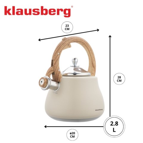 CZAJNIK STALOWY NA GAZ 2.8L INDUKCJA BEŻOWY MATOWY KLAUSBERG KB-7919