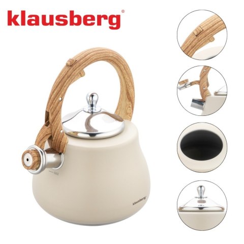 CZAJNIK STALOWY NA GAZ 2.8L INDUKCJA BEŻOWY MATOWY KLAUSBERG KB-7919