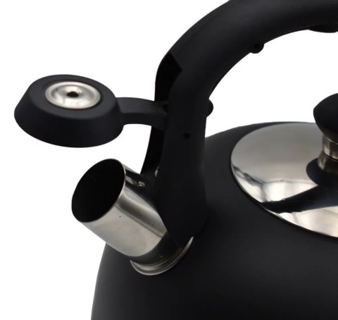 Czajnik stalowy z gwizdkiem tradycyjny na gaz indukcję 2.5L czarny mat BRUNBESTE BB-2362