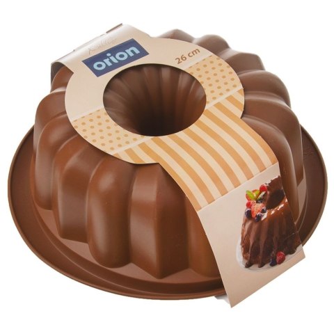 Forma Do Pieczenia Babki Ciasta Silikonowa Z Kominem Brązowa 26cm SILLINIE ORION 151732
