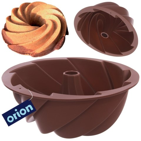 FORMA DO PIECZENIA BABKI Z KOMINEM SILIKONOWA BRĄZOWA KWIAT 23.5CM SILLINIE ORION 151710