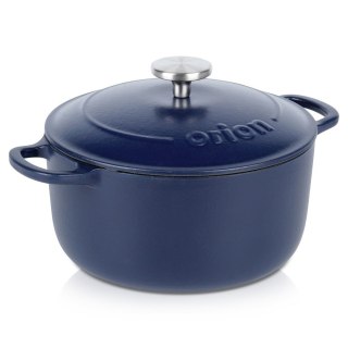 Garnek z pokrywką żeliwny emaliowany ciężki indukcja LITINA 22 cm 3.3L ORION 113347