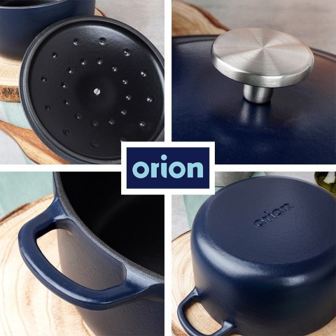 Garnek z pokrywką żeliwny emaliowany ciężki indukcja LITINA 22 cm 3.3L ORION 113347