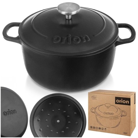 Garnek z pokrywką żeliwny emaliowany ciężki indukcja LITINA 22 cm 3.3L ORION 113347