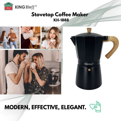 KAWIARKA ESPRESSO KAFETERKA CIŚNIENIOWA KINGHOFF 600ML / 12 FILIŻANEK KH-1888