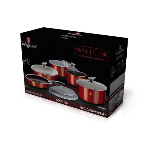KOMPLET GARNKÓW 12-ele CLICK & COOK BERLINGER HAUS METALLIC LINE BURGUNDY BH-1674