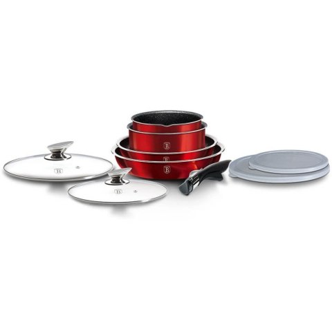 Komplet Garnków 9 Elementów CLICK & COOK BERLINGER HAUS METALLIC LINE BURGUNDY BH-6145
