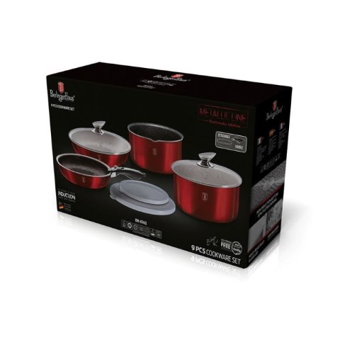 Komplet Garnków 9 Elementów CLICK & COOK BERLINGER HAUS METALLIC LINE BURGUNDY BH-6145