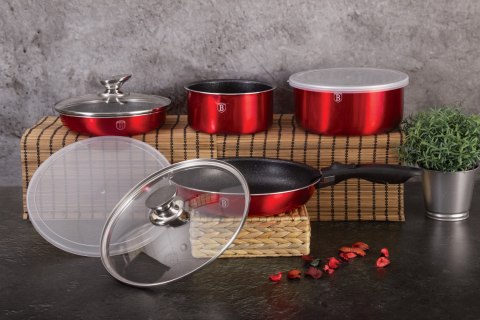 Komplet Garnków 9 Elementów CLICK & COOK BERLINGER HAUS METALLIC LINE BURGUNDY BH-6145